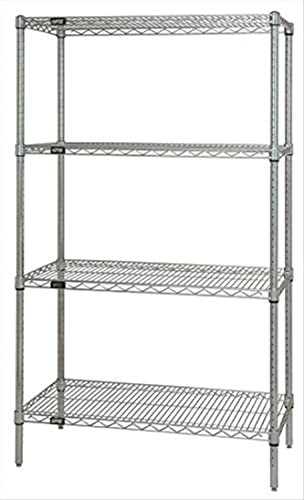Quantum Storage Systems WR63-2460C Starter Kit for 63″ High 4-Tier Wire Shelving Unit, Chrome Finish, 600 lb. Per Shelf Capacity, 24″ Width x 60″ Length x 63″ Height