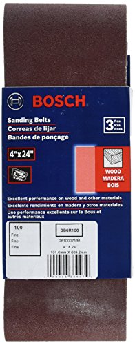 BOSCH SB6R100 3-Piece 100 Grit 4 In. x 24 In. Sanding Belts