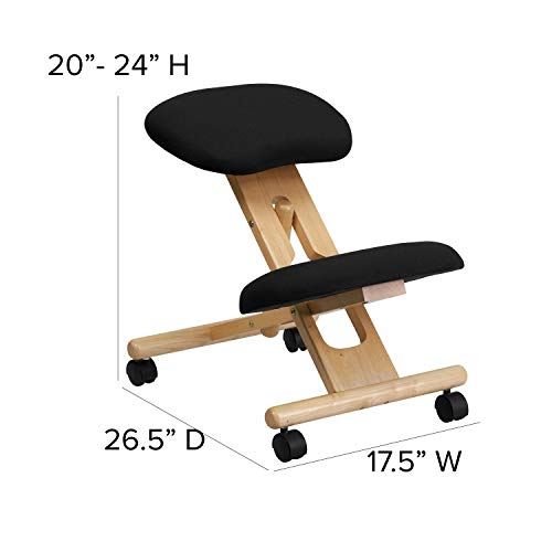 Flash Furniture Mobile Wooden Ergonomic Kneeling Office Chair in Black Fabric | The Storepaperoomates Retail Market - Fast Affordable Shopping