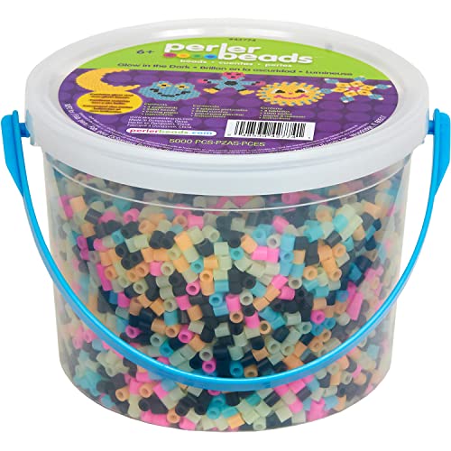 Perler Beads Glow in The Dark Multicolor Fuse Bead Bucket Kit, 5000pcs, (package may vary)