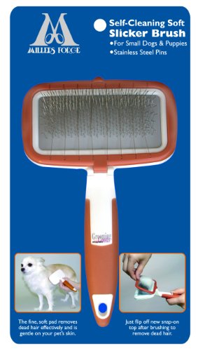 Millers Forge Self Cleaning Soft Slicker Brush for Small Dogs and Puppies