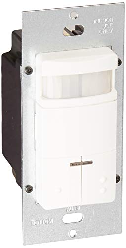 Leviton ODS0D-IDW Dual-Relay, Decora Passive Infrared Wall Switch Occupancy Sensor, 180 Degree, 2100 sq. ft. Coverage, White