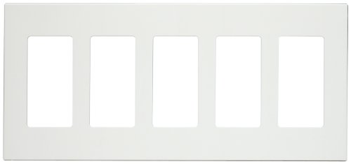 Leviton 80321-SW 5-Gang Decora Plus Screwless Snap-On Wallplate, White