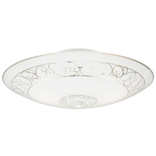 Westinghouse Lighting 6620600 Two-Light Semi-Flush-Mount Interior Ceiling Fixture, White Finish with White Scroll Design Glass