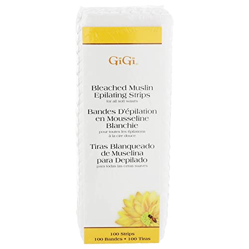 GiGi Small Bleached Muslin Epilating Strips for Hair Waxing/Hair Removal, 100 Strips