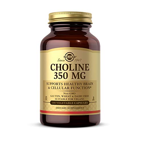 Solgar Choline 350 mg, 100 Vegetable Capsules – Supports Healthy Brain & Cellular Function – Vegan, Gluten and Dairy Free, Kosher – 100 Servings