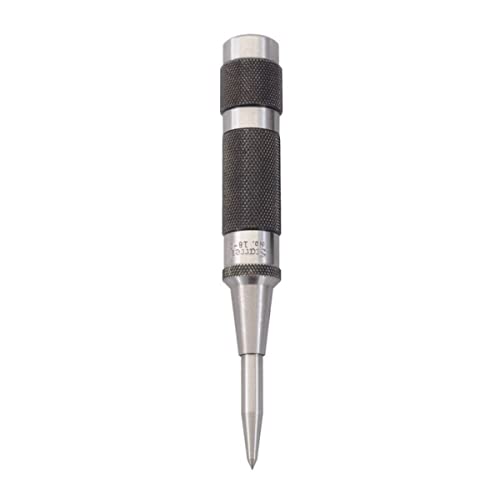 Starrett Steel Automatic Center Punch with Adjustable Stroke – 5-1/4″ (130mm) Length, 11/16″ (17mm) Punch Diameter, Lightweight, Knurled Steel Handle – 18C