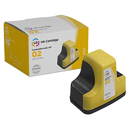 LD Products Remanufactured Replacement for HP 02 Ink Cartridges C8773WN with Smart Chip (Yellow, Single-Pack) for PhotoSmart C5180 C6180 C6280 C7250 C7280 C8180 D7145 D7155 D7160 D7168 D7245 D7255