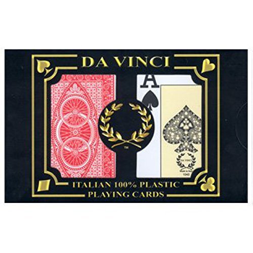 DA VINCI Ruote, Italian 100% Plastic Playing Cards, 2-Deck Poker Size Set, Jumbo Index w/Hard Shell Case and 2 Cut Cards