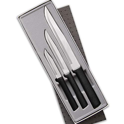 Rada Cutlery Housewarming Knife Gift Set – 3 Piece Stainless Steel Knives With Black Resin Stainless Steel Handles Made in the USA