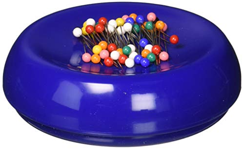 Grabbit Magnetic Sewing Pincushion with 50 Plastic Head Pins, Blue
