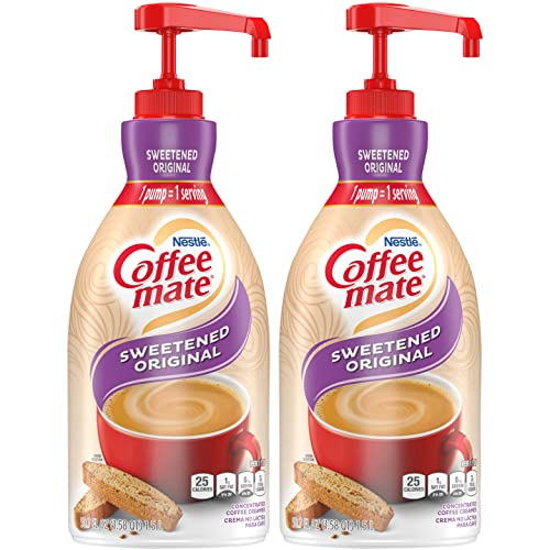 Nestle Coffee mate Coffee Creamer, Sweetened Original, Concentrated Liquid Pump Bottle, Non Dairy, No Refrigeration, 50.7 Fl. Oz (Pack of 2)