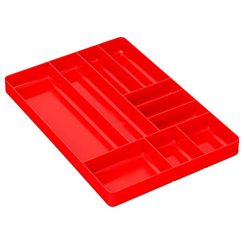 ERNST Tool Garage Organizer Tray, Red, 10-Compartments