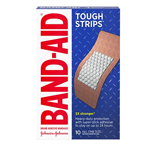 Band-Aid Brand Tough Strips Adhesive Bandages for Wound Care, Durable Protection for Minor Cuts and Scrapes, Extra Large Size, 10 ct