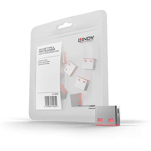 Lindy USB Port Blocker – Pack of 10, Pink 40460