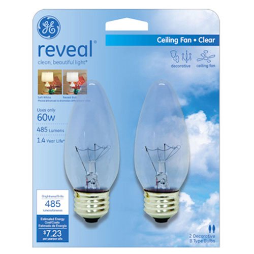 Current, powered by GE 48713-2 Traditional Lighting Incandescent Deco/Candle, 2 Count (Pack of 1), 2 Bulb