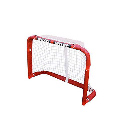 MyLec Mini Hockey Goal for Outdoor Sports, Alloy Steel with Nylon Net, Lightweight & Portable, Easy Assembly with Sleeve Netting System, Perfect Hockey Gifts, 1.5 inch Steel Tubing(Red, 14.5 Pounds)
