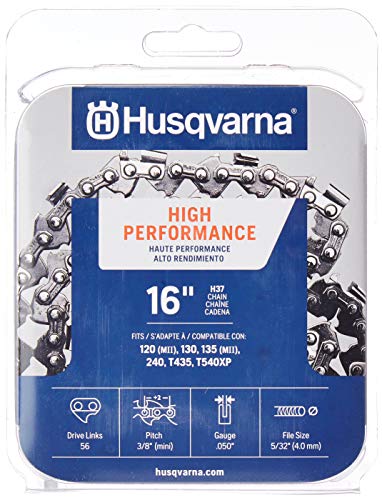 Husqvarna Chainsaw Chain 16″ .050 Gauge 3/8 Pitch Low Kickback Low-Vibration, Orange/Gray (531300446)