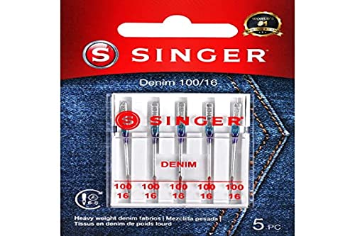 SINGER 2108 Denim Machine Needles, Size 100/16, 3-Count,Size 16 3/Pkg