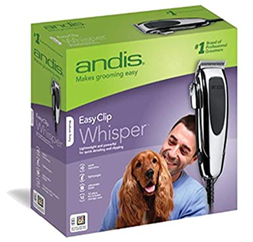 Andis 23585 EasyClip Whisper 12-Piece Adjustable Blade Clipper Kit, Pet Grooming, PM-4