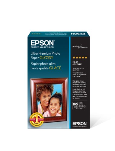 Epson Ultra Premium Photo Paper Glossy – S042174, 4″ x 6″ (100 sheets),White