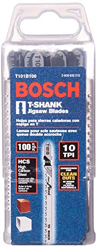 BOSCH T101B100 Wood & Plastic Clean Cut 4″ x 10 TPI T-Shank Style Jigsaw Blades 100-Pack