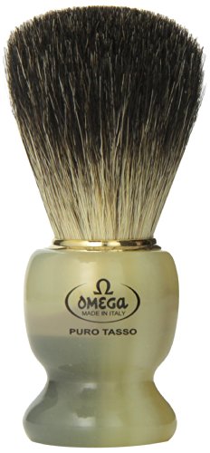 Omega 63171 Stripey 100% Pure Badger Shaving Brush with Stand