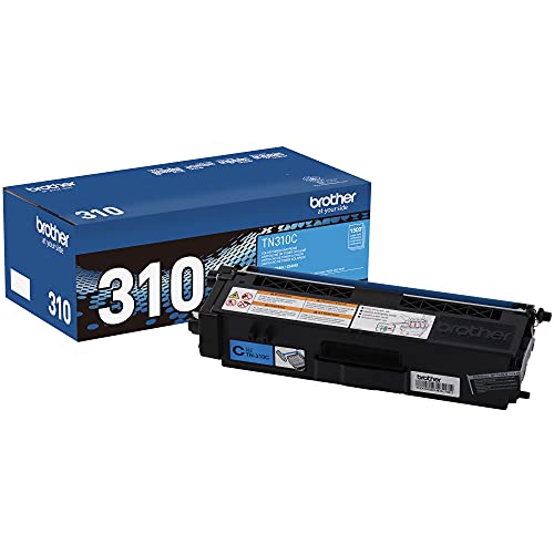 Brother Genuine Standard Yield Toner Cartridge, TN310C, Replacement Cyan Toner, Page Yield Up To 1,500 Pages, TN310