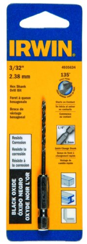 Irwin Tools 4935634 Black Oxide Hex Shank Drill Bit, 3/32-Inch