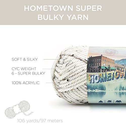 Lion Brand Yarn Hometown Yarn, Bulky Yarn, Yarn for Knitting and Crocheting, 1-Pack, Aspen Tweed