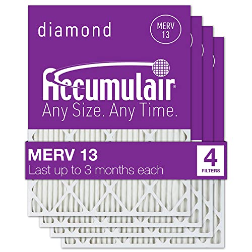 Accumulair Diamond 13x25x1 (12.5×24.5) MERV 13 Air Filter/Furnace Filters (4 pack)