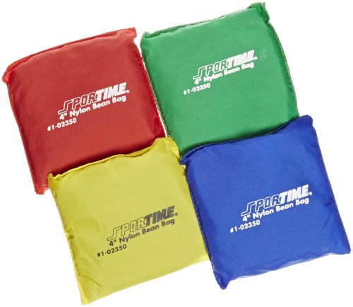School Smart 1004608 Nylon Sportime Heavy Duty Bean Bag, Assorted Color, 4″ W x 4″ L (Set of 12)