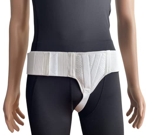 FlexaMed Left Side Inguinal Groin Hernia Truss with Compression Pad White – Medium