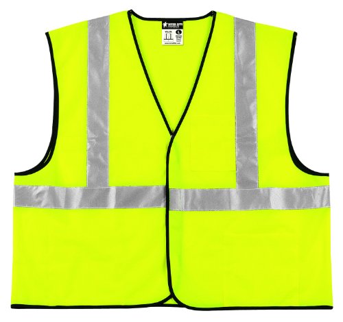 MCR Safety VCL2SLX3 Class 2 Polyester Solid Economy Safety Vest with 3M Scotchlite 2-Inch Silver Reflective Stripe, Fluorescent Lime, 3X-Large