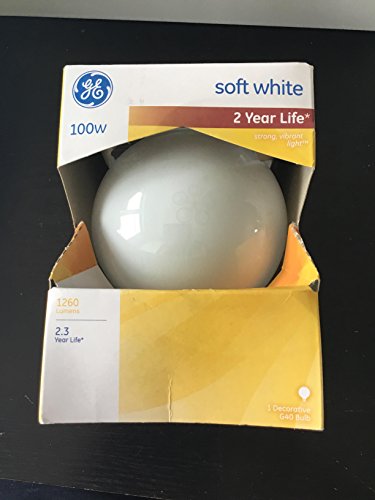 Ge Decorative G40 Globe Bulb 100W 1260 Lumens Med Base White