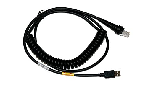 Honeywell CBL-500-500-C00 Model 1900/1200G/1300G USB Cable, Type A, 16.4′, Coiled, 5V Host Power, Black