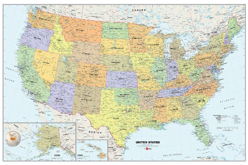 WallPops WPE99073 USA Dry Erase Map, Multicolor