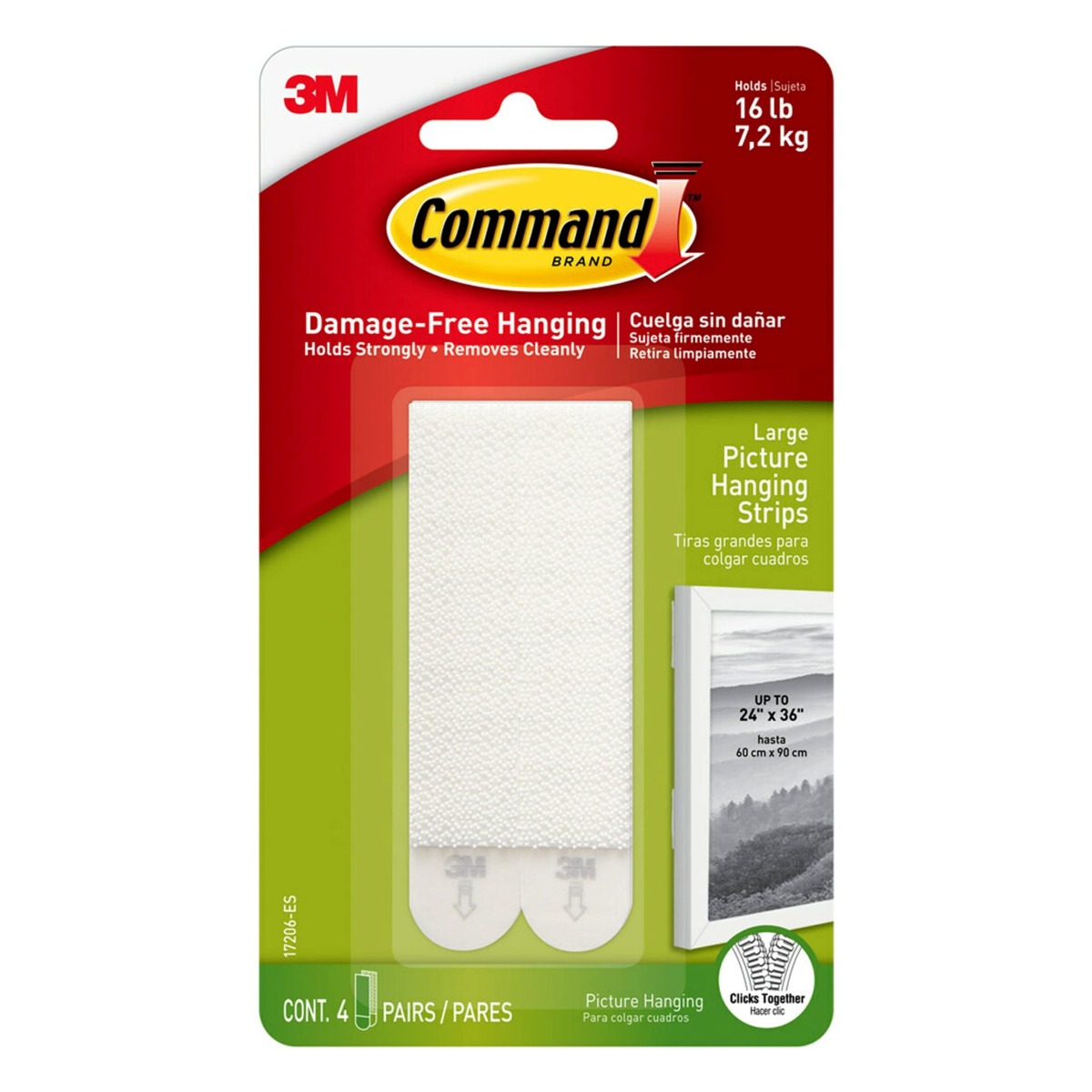 Command Large Picture Hanging Strips, Damage Free Hanging Picture Hangers, No Tools Wall Hanging Strips for Living Spaces, 4 White Adhesive Strip Pairs | The Storepaperoomates Retail Market - Fast Affordable Shopping