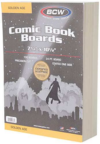 BCW-BBGOL -Golden Age Size Comic Backing Boards – (100 Boards)
