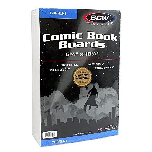 BCW Supplies – Current Size Comic Boards – White – BBCUR – (100 Boards)