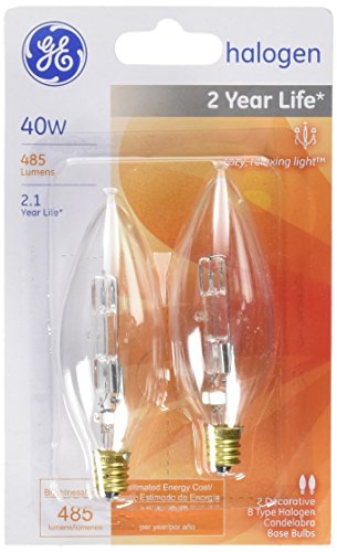G E Lighting 16765 40CAC/H/CD2 40W Halogen Decorative Lamp (2 Pack)