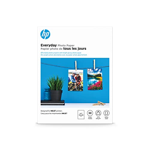 HP Everyday Photo Paper, Glossy, 5×7 in, 60 sheets (CH097A)