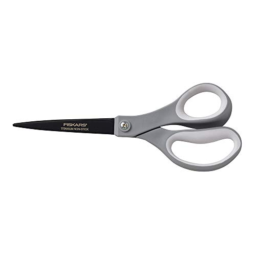 Fiskars 1541301001 Non-Stick Titanium Softgrip Scissors, 8″ Length, 3 1/10″ Cut