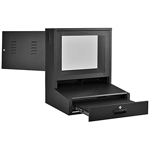 Global Industrial LCD Counter Top Security Computer Cabinet, Black, 24-1/2″W x 22-1/2″D x 29-1/2″H