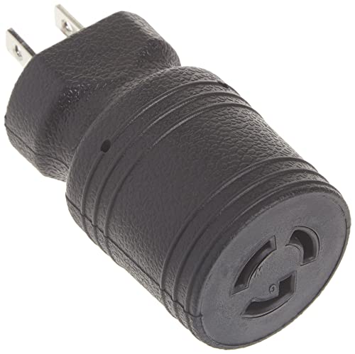 Conntek 30111-BK Locking Adapter U.S. 3 Prong Male Plug To 15 Amp Locking Female Connector NEMA 5-15P to NEMA L5-15R Black