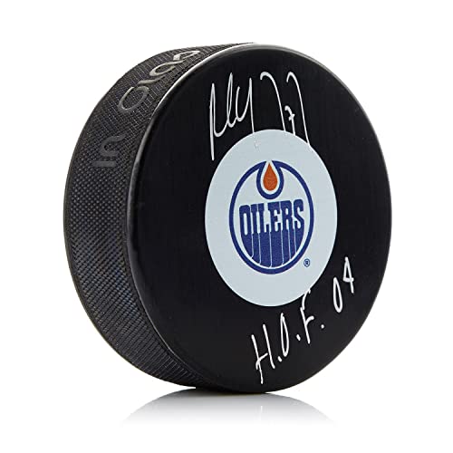 Paul Coffey Edmonton Oilers Signed Hockey Puck with HOF Note – Autographed NHL Pucks
