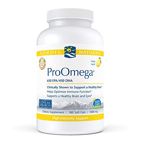 Nordic Naturals ProOmega, Lemon Flavor – 180 Soft Gels – 1280 mg Omega-3 – High-Potency Fish Oil with EPA & DHA – Promotes Brain, Eye, Heart, & Immune Health – Non-GMO – 90 Servings