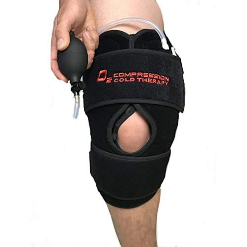 O2 Cold Therapy Knee Wrap with Ice Pack and Air Compression Wrap, Fits Like Universal Knee Pads Designed for Cold Compression, Knee Support for Men and Women with Bruised, Strained, or Sprained Knee