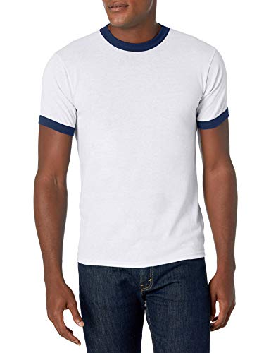 Augusta Sportswear unisex adult Ringer tee shirt, White/Navy, X-Large US