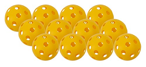 Champion Sports Yellow Plastic Softballs: Hollow Plastic Balls for Sport Practice or Play – 12 Pack